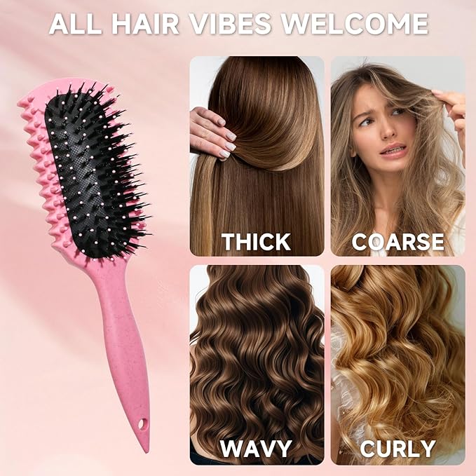 Curl Defining Brush, Curly Hair Brush Products With 3 Pcs Slick Back Hair Brush Set Bristle Brush Edge Control Teasing Comb for women (Black)