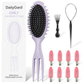 Curly Hair Brush Set,Curl Defining Brush for Curly Hair,Trident Handle Design,Detangling & Shaping & Defining Curls for Women and Girls,Wet or Dry Hair(Purple)
