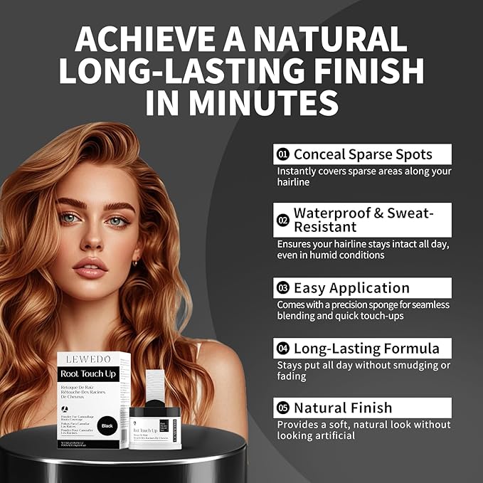 Hairline Powder 24H Stain-Proof, Root Touch Up Hair Color for Gray Coverage,Bald Spot Concealing Hair Shadow Powder for Women & Men,Natural-Looking (Blonde)