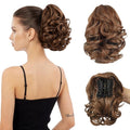 Ponytail Extension, Clip on Ponytails for Women, 9" Claw Clip in Short Curly Wavy Pony Hair Extension for Women - Light Golden Brown