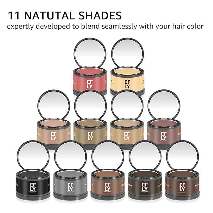 EFLY Root Touch Up Gray Hair Shadow Powder, Medium Brown, For Thinning Hair Women Men, Eyebrows, Beard Line, Instant Hair Color, 0.1411 Ounce, Synthetic Material Free, Temporary