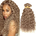 24 26 28 Inch Ash Blonde Bundles Human Hair Color #22 Water Wave Bundles Niegmeag Brazilian Virgin Remy Hair Extensions Sash Blonde Wet and Wavy Bundle Double Weft Hair Weave 300g