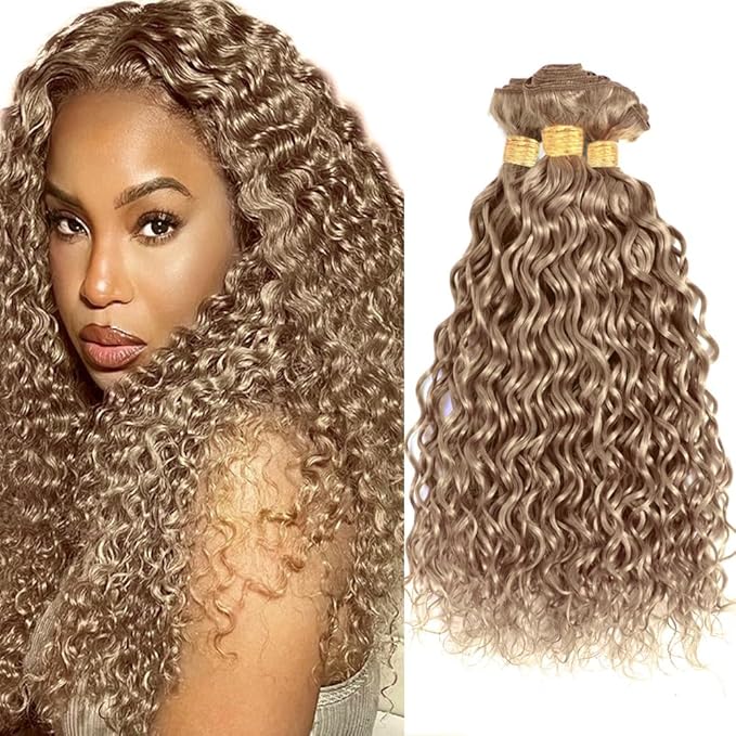 30 32 34 Inch Grey Blonde Bundles Color #22 Water Wave Bundles Remy Soft Hair Ash Blonde Wet and Wavy Bundle Double Weft Hair Weave
