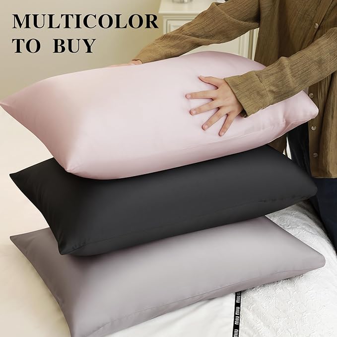 ECOSA Luxurious 30 Momme 100% Mulberry Silk Pillowcase (50x70cm) – 6A Grade Charmeuse Weave, Oeko-TEX® Certified – Frizz-Free Hair & Wrinkle-Free Skin (Charcoal)