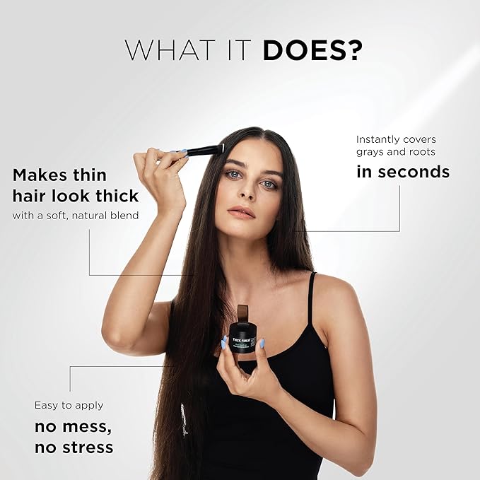 THICK FIBER Root Touch Up Set - Water & Sweat Resistant Hair Loss Concealer for Thinning Hair Women, Includes Hairline Powder and Brush (Auburn)