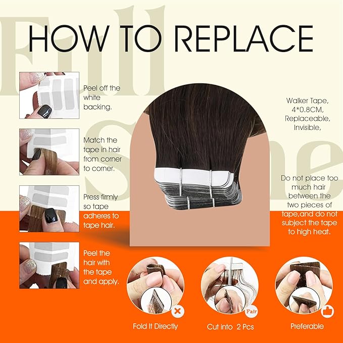 Full Shine Brown Tape in Hair Extensions Human Hair 20Inch Tape in Extensions 2/3/27 Brown Roots Caramel Blonde Human Hair 50G 20Pcs Seamless Skin Weft Human Hair Extensions Double Sided Adhesive Tape