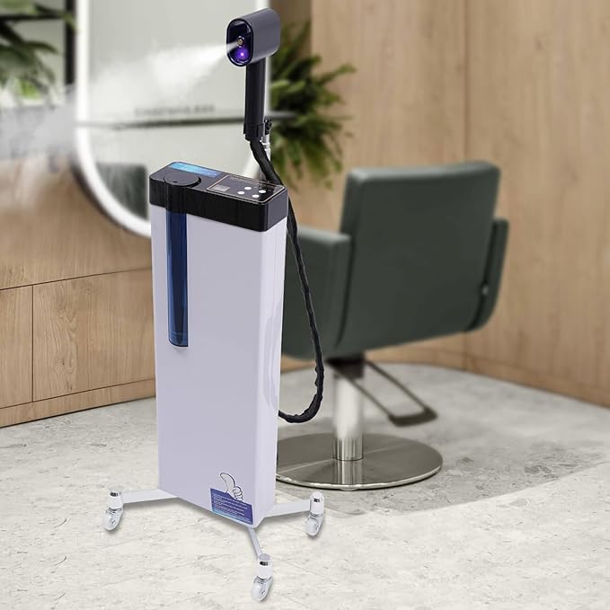 1300W Nano Hair Steamer, 3-in-1 Professional Multifunctional Negative Ions Hair Steamer Machine with Intelligent Control ＆ Pulleys for Hair Care Hair Repair Salon Spa Equipment (White)