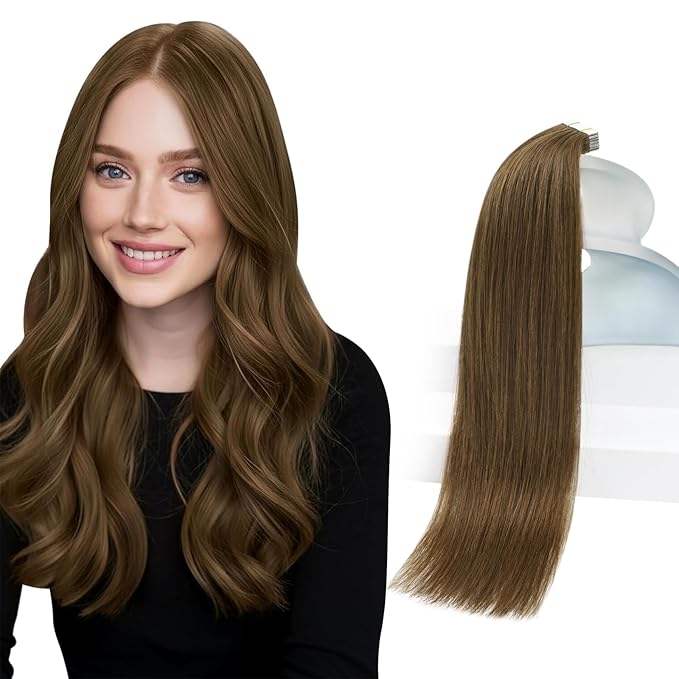 Sunny Hair Human Hair Tape in Extensions, Cool Brown Tape in Hair Extensions Human Hair 22 inch Straight Remy Tape in Human Hair Extensions 20Pcs 50g