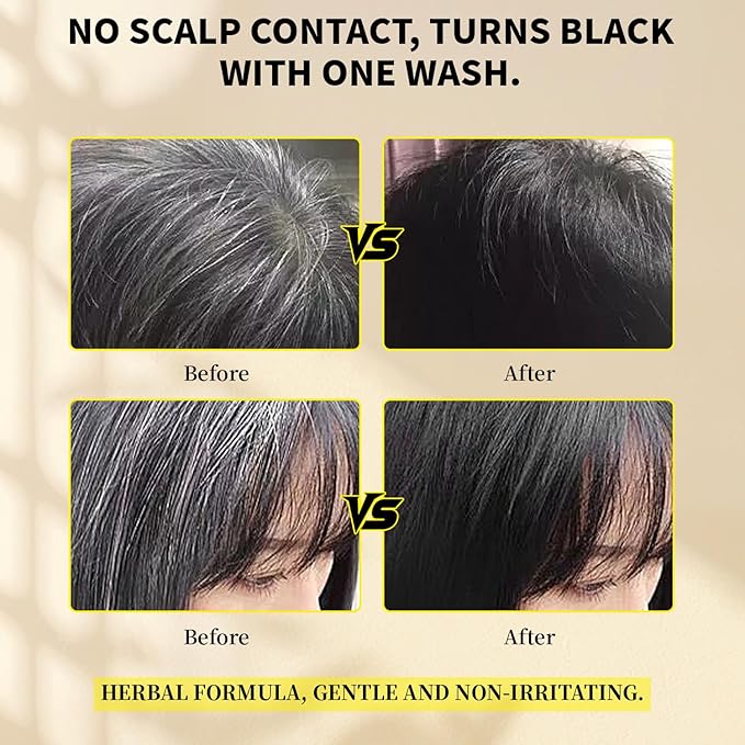 Hair Dye Shampoo 3 in1, Sulfate-Free Natural Black for Gray Hair, Semi-Permanent Hair Color Shampoo with Herbal Ingredients for Women and Men 16.9 oz (Black)