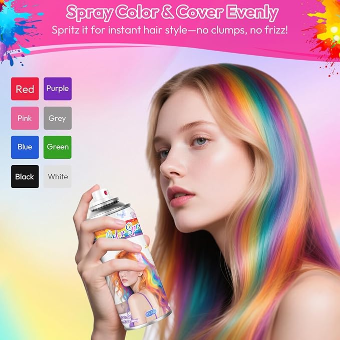 Green Temporary Hair Color Spray for Kids & Women- Washable Root Touch Up Hair Dye, Non-Sticky Hair Wax for Christmas,Cosplay,Parties (120ML, Green)