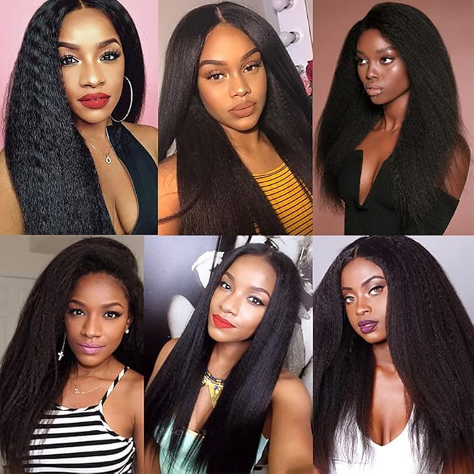 28 Inch Human Hair Bundles Color 1B Kinky Straight Bundles Brazilian Virgin Soft and Silky Remy Hair Extensions Niegmeag Double Weft Natural Black Yaki Straight Bundle 100g
