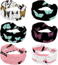 6 Pcs Stretchy Headbands for Women, Absorbed Sport Headband Soft Twist Knotted Headbands for Daily Life Yoga Workout, Dogs Collection Multi Animal