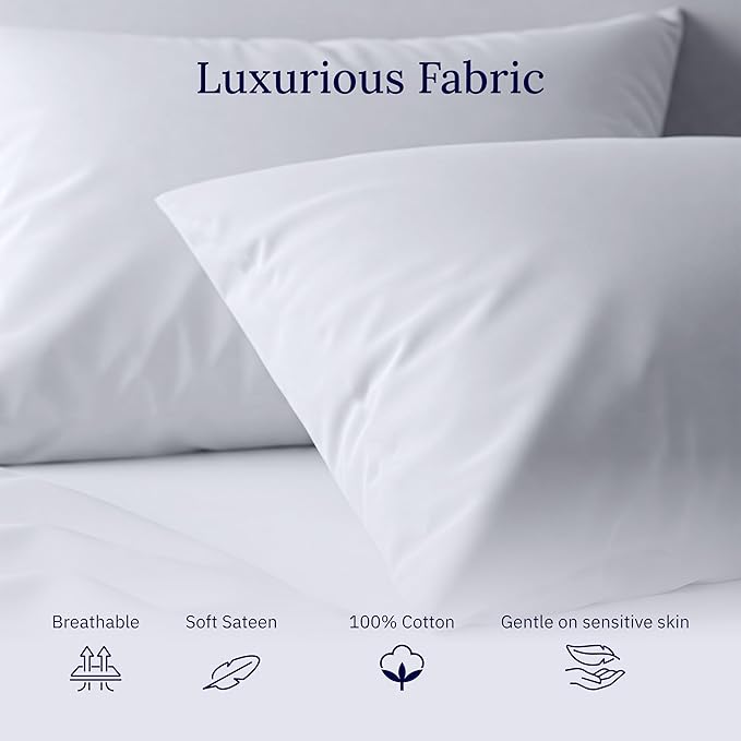 California Design Den Premium Standard Pillow Cases Set of 2-600 Thread Count Sateen, Natural 100% Cotton Pillowcases Queen/Standard, Crisp, Durable Bedding - Laurel Green