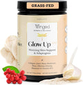 Winged Wellness Glow Up AM, Collagen Powder for Women - Morning Beauty Supplement for Glowing Skin with Grass-Fed Hydrolyzed Collagen Peptides, Lion's Mane & Maca Root - 21 Servings, Unflavored