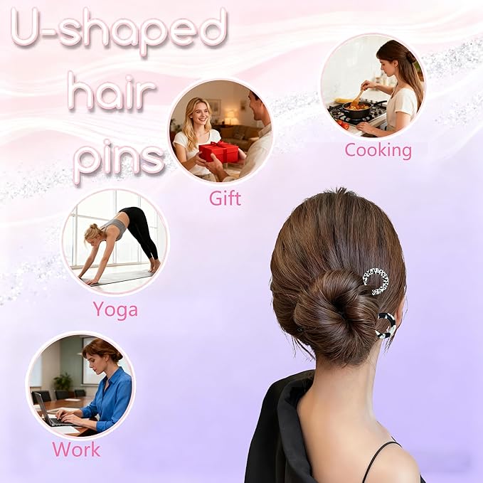 3Pcs Prestige French Hair Pins New Elegant Hair Accessories for Women Elegant Hair Clips for Thin Thick Hair Serrated Anti-Slip Design (Color A)