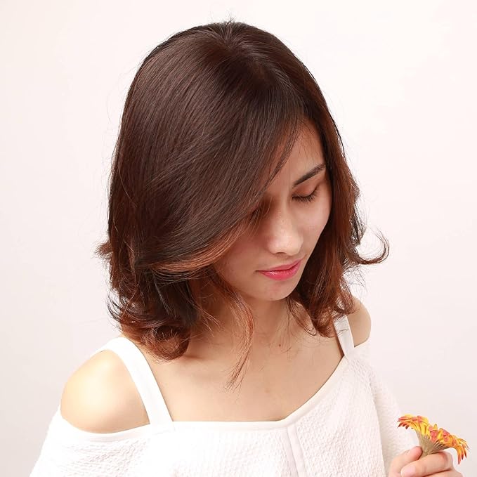 Real Human Hair Topper Double-Monofilament Top Hand-Tied Hair Pieces Mid Length for WomenThinning BHADS710 (3 Natural Brown × Hair Length:9.8"(25cm), Base Size:2.8"×3.9"(7cm×10cm))