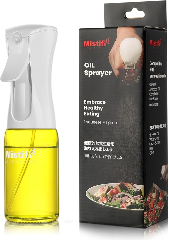 Mistifi Eco-Friendly Oil Sprayer – Durable Glass Bottle for Cooking, BBQ, and Grilling Mist Spray Bottle for Air Fryer, Olive Oil, Avocado Oil, Healthy Nonstick Frying(PS631)