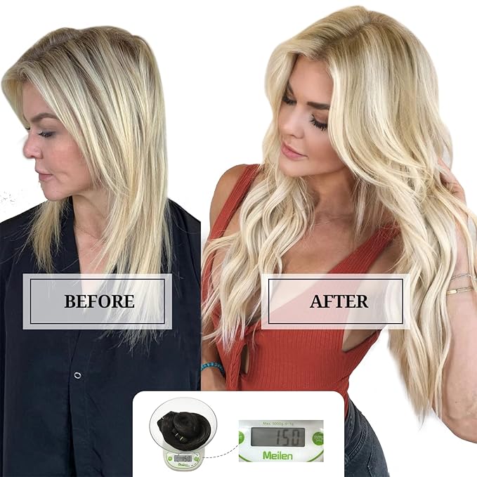 DOORES Hair Extensions Clip in Human Hair, Light Blonde Highlighted Golden Blonde 150g 9pcs 22 Inch, Clip in Hair Extensions Human Hair Extensions Human Hair Natural Straight Thick Human Hair