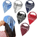 6 Pack Hair Scarf Headband for Women Elastic Bandana Head Scarf Large Boho Triangle Kerchief with Clips Non Slip Scarves