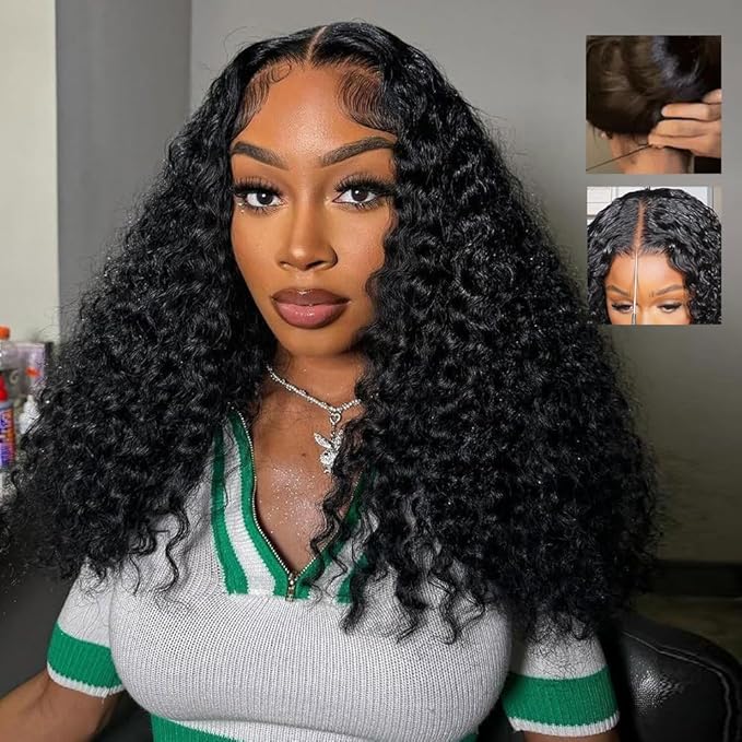 7x6 Burmese Curly Glueless Wigs Human Hair Pre Plucked Pre Cut 250% Density Drawstring Wig Human Hair 7x6 HD Lace Front Wigs Human Hair for Black Women Wear and Go Glueless Wig Natural Color 28inch
