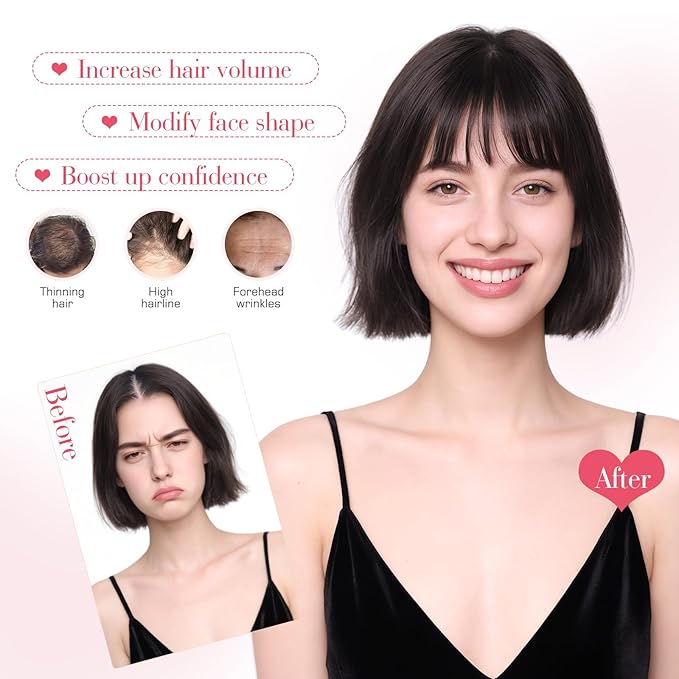 Hairro Clip In Bangs Wispy Hair Toppers For Women Remy Human Hair Short Thin Topper Hairpieces 3D Cover Clip On Fake Air Bang 11 Inches 14.5g #06 Light Brown