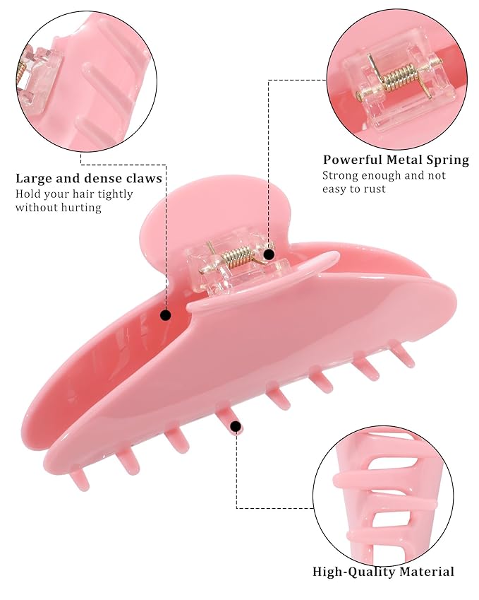 HAIMEIKANG Large Acetate 4 Inch Hair Claw Clip for Women - French Style Hair Claws for Thick Hair with Non-Slip Teeth, Hair Accessories for Updos, Buns & Ponytails