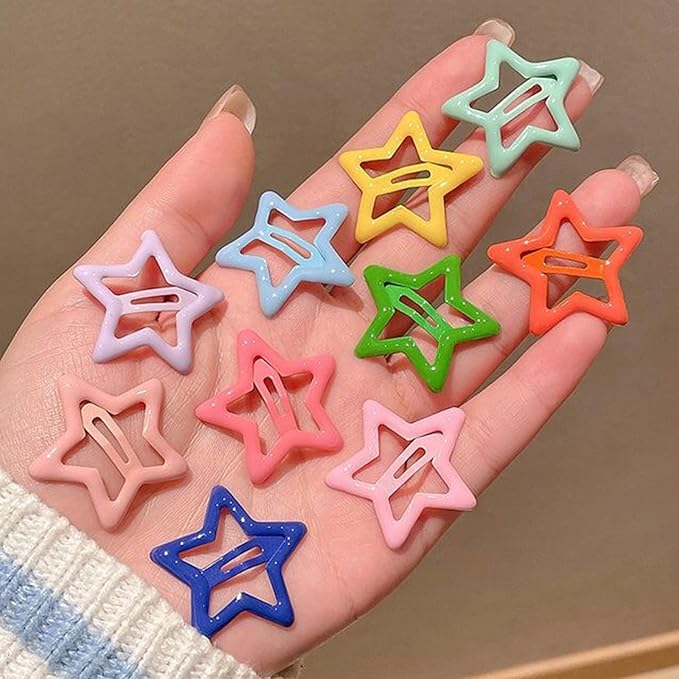 Star Hair Clips Snap Hair Barrettes Non Slip Star Hair Accessories Multiple Colors Metal Hair Clips for Girls Women -50PCS 1.18"