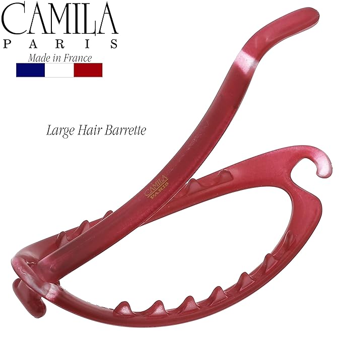 Camila Paris CP3119 French Hair Barrette Clip, Flexible Ponytail Holder No Metal Parts, Strong Hold Grip Hair Clips for Women, No Slip and Durable Styling Girls Hair Accessories, Made in France
