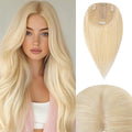 Rich Choices Hair Topper for Women Real Human Hair 100% Human Remy Toppers NO Bangs Hairs Toppers for Women with Thinning Hairs Clip in Hairpiece 4"x4.7"Lace Base 18 Inch #613 Bleach Blonde