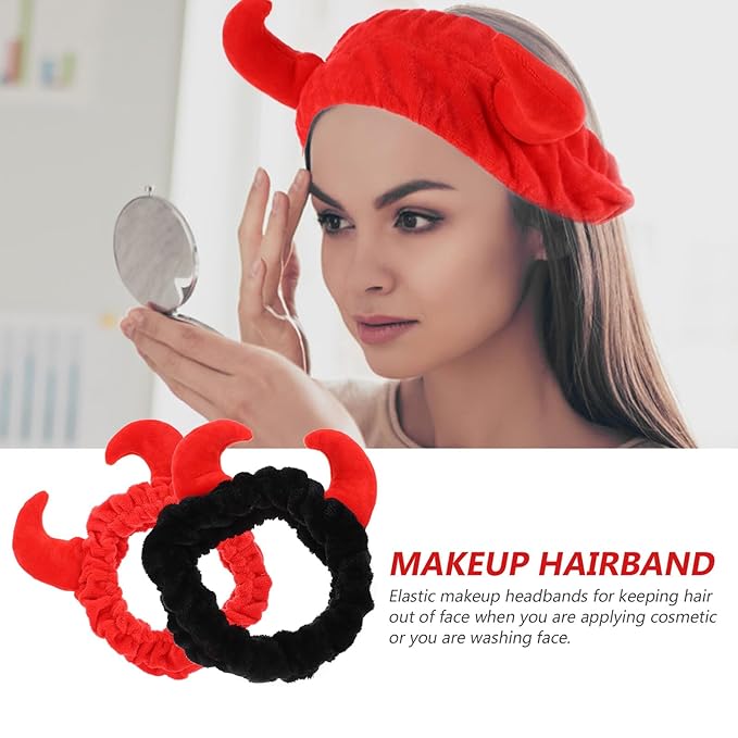 Spa Headband Devil Horns Makeup Hair Bands Sturdy Wear-Resistant Face Washing Cosmetic Turban Head Wraps Shower Yoga for Women