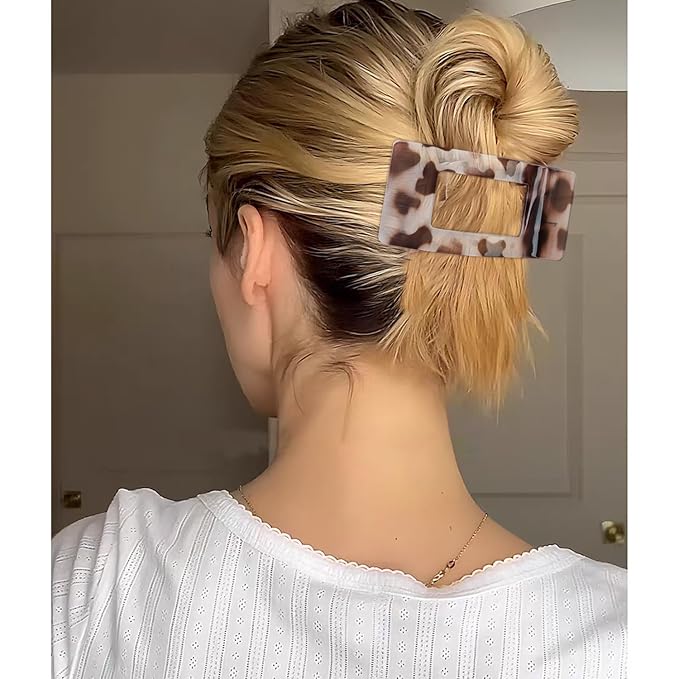 Velscrun Flat Hair Clips for Women Girls, 2 Styles 8 Pcs Lay Flat Claw Clips, Strong Hold French Duck Billed Large Side Hair Jaw Clip for All Hair Types, Non Slip Grip for Daily Styling Tortoise