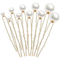 32 Pieces Wedding Pearl Hair Pins Bridal Pearl Rhinestone Hair Accessories U Shape Barrette for Bride Bridesmaid Women(Gold)