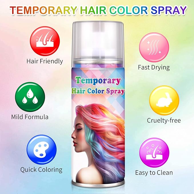 Blue Temporary Hair Color Spray for Kids Women,One-Time Use Washable Hair Dye,Non-sticky Colored Hair Spray for Cosplay Halloween,120ML (Blue）