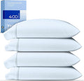 THREAD SPREAD 100% Cotton King Size Pillowcases Sets of 4-400 Thread Count Cotton Pillow Cases, Ultra Soft Cooling Sateen Weave Pillowcases, Set of 4 Pillow Covers for King Pillows - Light Blue