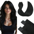 SURNEL Tape in Hair Extension Human Hair Double Drawn Tape Hair Extensions Color 1 Jet Black Remy Tape in Human Hair Extensions 20 inch 20pcs 50g(#1-20)