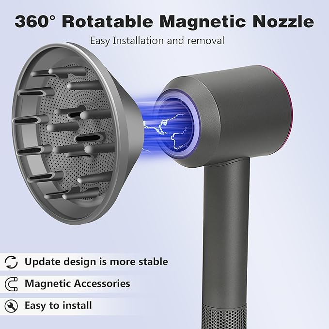 Hair Diffuser Attachment Nozzles for Dyson Supersonic Hair Dryer HD01 HD02 HD03 HD04 HD08 HD15 Tools Accessaries for Flex Style Blow Dryer Styler, Styling Tool for Wavy, Curly, Coily Hair, Grey