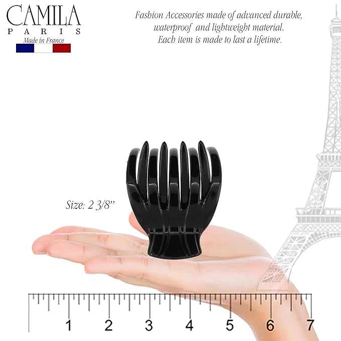 Camila Paris CP3538 French Hair Clip for Women, Hair Side Clips, 2.5 Inch Girls Hair Claw Clips Jaw Fashion Durable Styling Hair Accessories for Women, Strong Hold No Slip Grip, Made in France