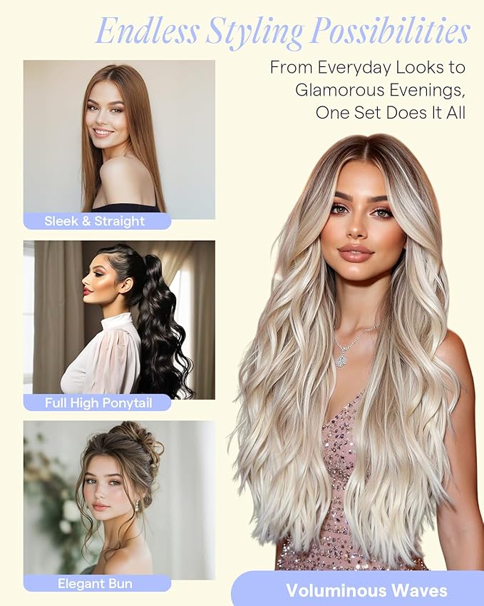 Full Shine Thick Human Hair Clip in Extensions 20 Inch 180 G Dark Brown Hair Extensions Clip in Brunette Hair Extensions for Styling 7 Pcs