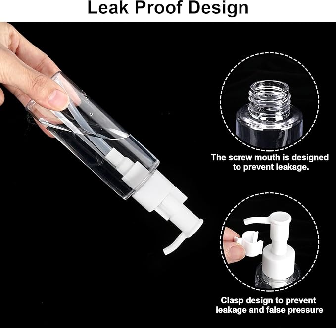 Cosywell Plastic Pump Bottles Dispenser TSA Approved 3.4oz 12 Pack Portable Refillable Container Clear Plastic Lotion Pump Dispenser Bottle for Facial Cleansing Oil Shampoo Shower Gel