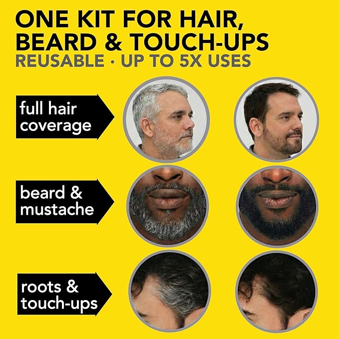 CLEVERMAN Auburn Hair & Beard Dye for Men - All-in-One Reusable Kit, Fast-Acting, Long Lasting, Ammonia-Free, Professional Quality for Hair, Beard & Gray Mustache - Semi-Permanent Extended