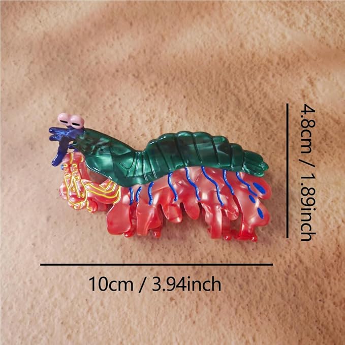 Cute Ocean Peacock Shrimp Hair Clip,Funny Acetate Claw Clips for Women