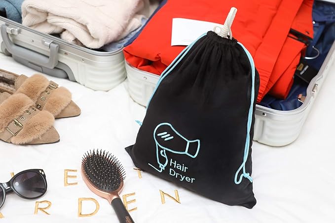 Hair Dryer Bag 11.8’’x 14’’ Storage Organizer Bag For Hairdryer and All Hair Tools With Drawstring, Ideal for Travel, Gym, Hotel or Home Use (One Pack)
