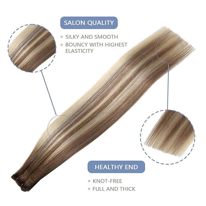 COOKAYU Invisi Edge Tape in Extensions Human Hair Walnut Brown to Ash Brown and Blonde Seamless Injected Tape Ins Straight invisible Hair Extensions 20Inch 45g 20pcs/pack