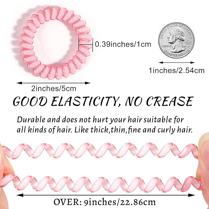 DED Spiral Hair Ties, 24 Pcs No Crease Hair Ties, Colorful Ponytail Holders Hair Accessories for Women Girls-Crystal Candy Colors