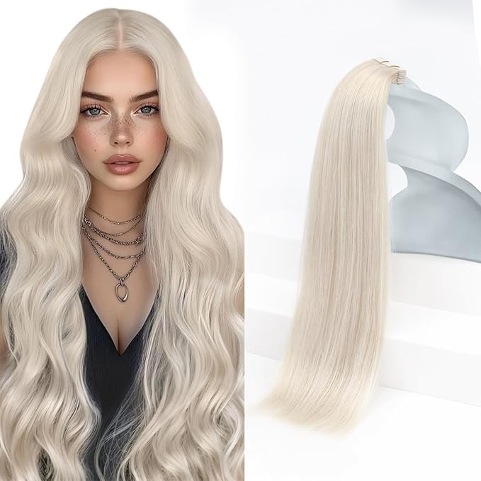 Sunny Hair Blonde Tape in Hair Extensions Human Hair, 22 inch Tape in Extensions Remy Tape ins Human Hair Extensions for Women 50g 20Pcs