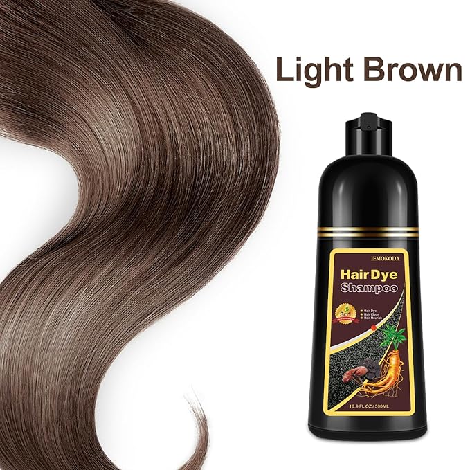 Hair Dye, Hair Dye Shampoo for Women & Men, Color Shampoo Hair Dye 16.11 Fl Oz, Safe and Natural Champu Para Canas (Light Brown)