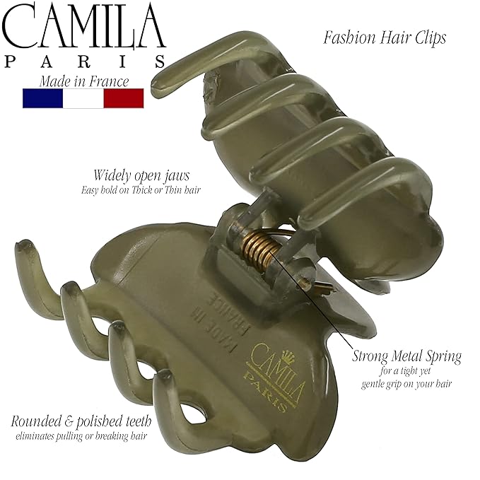 Camila Paris CP3556 French Hair Clip for Women, Small, Green 1.5 Inch Girls Hair Claw Clips Jaw Fashion Durable Styling Hair Accessories for Women, Strong Hold No Slip Grip, Made in France