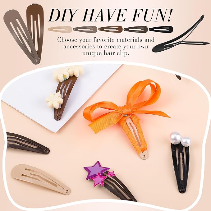 Obeoby 120 Pcs Metal Snap Hair Clips, 2 Inch Small Barrettes Hair Accessories for Women Girls Teens Kids Birthday Holiday Gifts (5 colors)