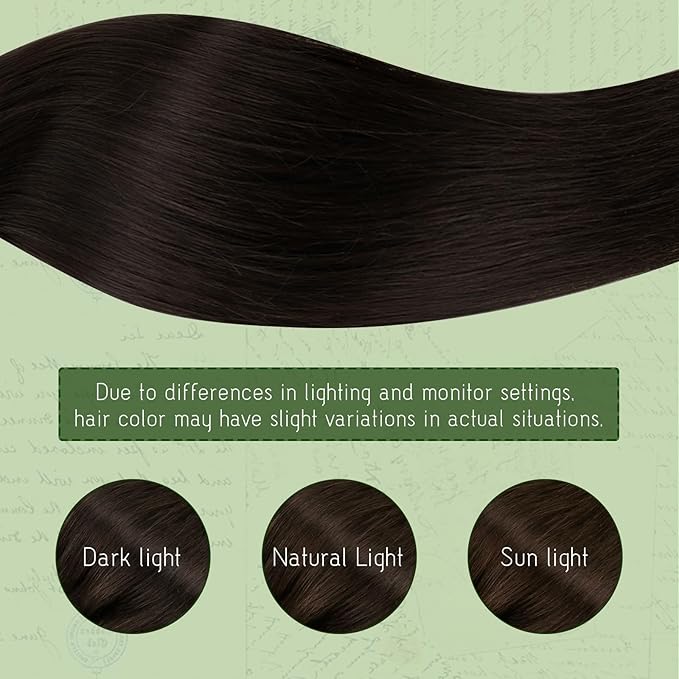 RUANTURE Dark Brown Clip in Hair Extensions Human Hair, Real Remy Hair Extensions, Human Hair Clip Ins, Double Weft Thick Hair, Tangle-free, Add Hair Volume,16 Inch 120g 7pcs #2 Darkest Brown