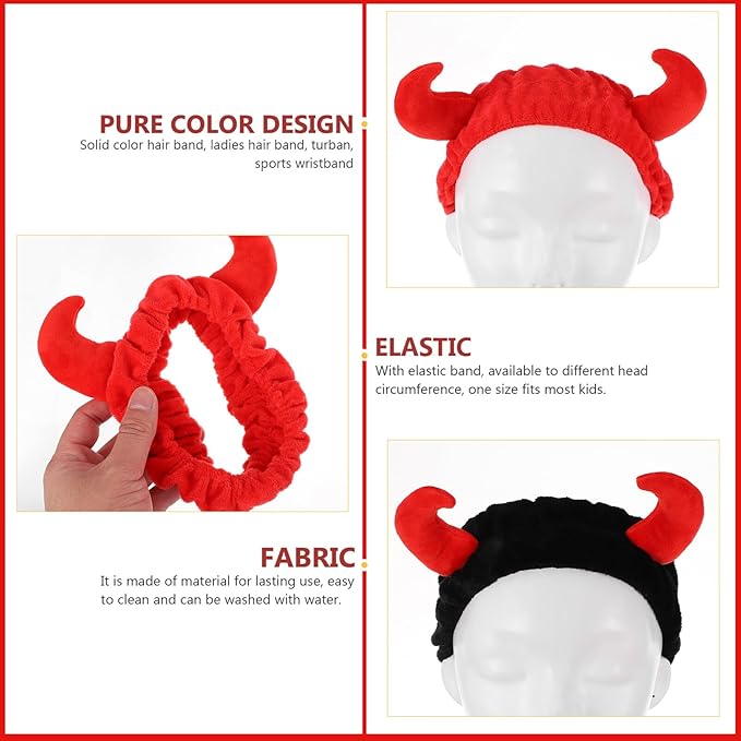 Spa Headband Devil Horns Makeup Hair Bands Sturdy Wear-Resistant Face Washing Cosmetic Turban Head Wraps Shower Yoga for Women